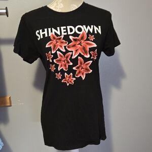 Shinedown Black Floral Lily Concert Band Shirt